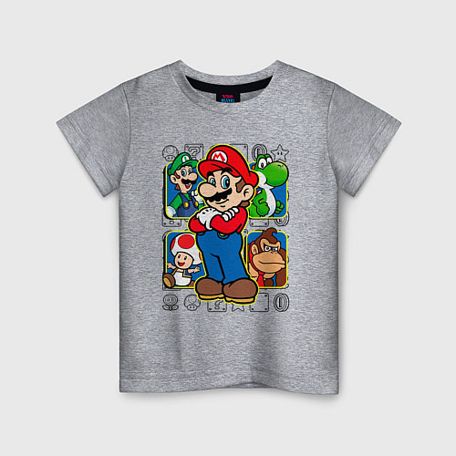 Детская футболка Супер Марио / Меланж – фото 1