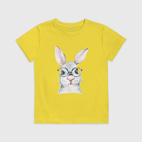 Детская футболка Серый кролик / Желтый – фото 1