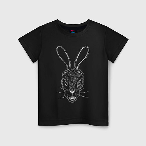 Детская футболка Голова черного кролика / Черный – фото 1
