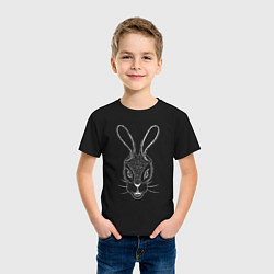 Футболка хлопковая детская Голова черного кролика, цвет: черный — фото 2