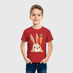 Футболка хлопковая детская Заяц с морковкой, цвет: красный — фото 2