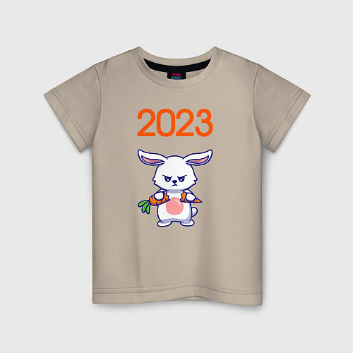Детская футболка Злой заяц ломает морковку / Миндальный – фото 1