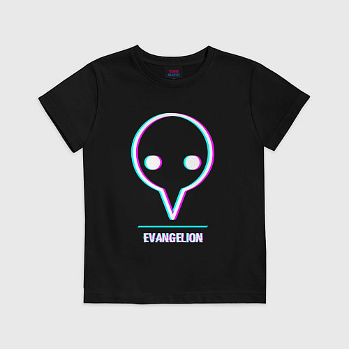 Детская футболка Символ Evangelion в стиле glitch / Черный – фото 1