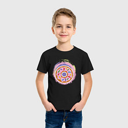 Футболка хлопковая детская Мультяшный сладкий пончик, цвет: черный — фото 2