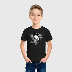 Футболка хлопковая детская Питтсбург Пингвинз серый, цвет: черный — фото 2