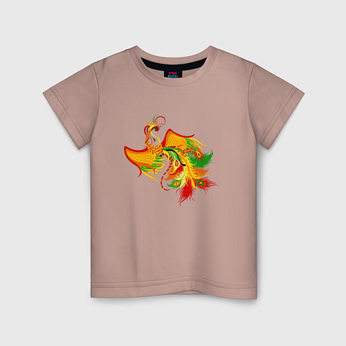 Детская футболка Жарптица Феникс птица / Пыльно-розовый – фото 1