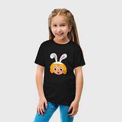 Футболка хлопковая детская Мультяшная девочка с ушами зайца, цвет: черный — фото 2