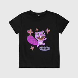 Футболка хлопковая детская Toothy trap, цвет: черный