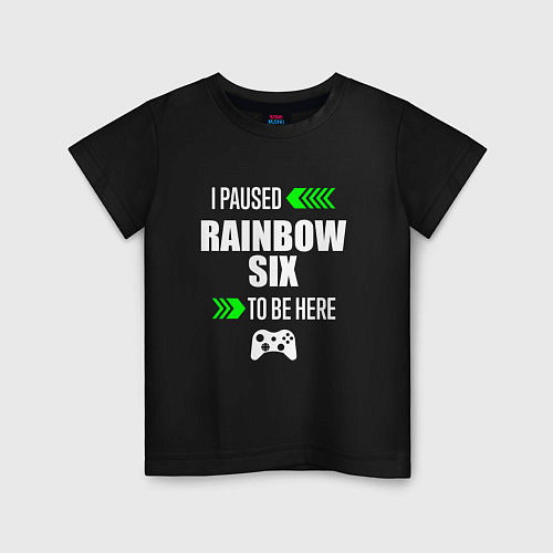 Детская футболка I paused Rainbow Six to be here с зелеными стрелка / Черный – фото 1
