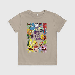 Футболка хлопковая детская Happy three friends - poster, цвет: миндальный