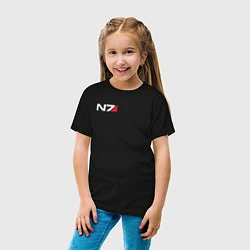 Футболка хлопковая детская Логотип N7, цвет: черный — фото 2