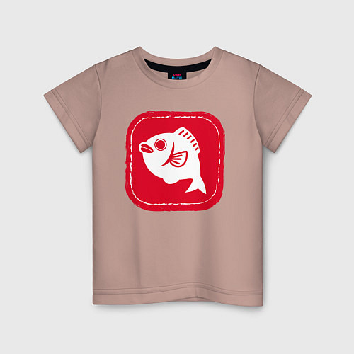 Детская футболка Рыбная печать / Пыльно-розовый – фото 1