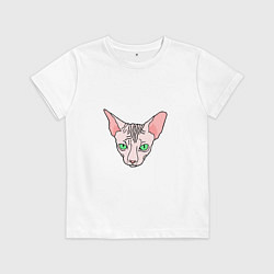 Футболка хлопковая детская Сфинкс - кот без шерсти, цвет: белый