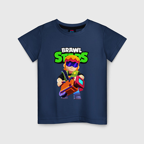 Детская футболка Бастер - Бравл старс / Тёмно-синий – фото 1