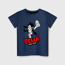 Футболка хлопковая детская Cat Felix - footballer, цвет: тёмно-синий