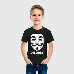 Футболка хлопковая детская Guy Fawkes - disobey, цвет: черный — фото 2