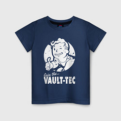 Футболка хлопковая детская Vault boy - join the vault tec, цвет: тёмно-синий