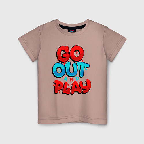 Детская футболка Граффити выходи и играй / Пыльно-розовый – фото 1