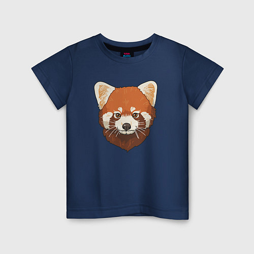 Детская футболка Голова милой красной панды / Тёмно-синий – фото 1