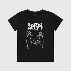 Футболка хлопковая детская Lordi рок кот, цвет: черный
