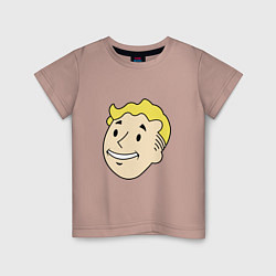 Футболка хлопковая детская Vault boy head, цвет: пыльно-розовый