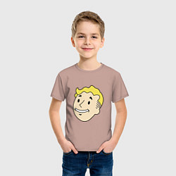 Футболка хлопковая детская Vault boy head, цвет: пыльно-розовый — фото 2