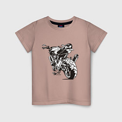 Футболка хлопковая детская Motorcycle, цвет: пыльно-розовый