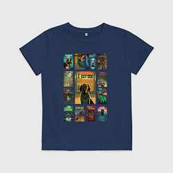 Футболка хлопковая детская Нейропостеры с хоррорами про собак, цвет: тёмно-синий