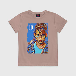 Футболка хлопковая детская Джонни Депп - cool dude, цвет: пыльно-розовый