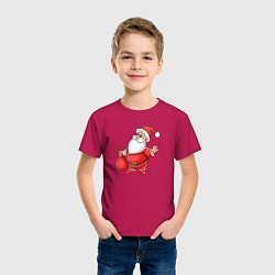 Футболка хлопковая детская Красный Дедушка Мороз, цвет: маджента — фото 2