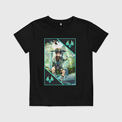 Футболка хлопковая детская Скарамучча анемо странник, цвет: черный