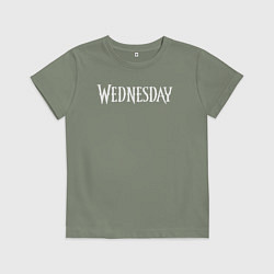 Футболка хлопковая детская Wednesday Logo, цвет: авокадо