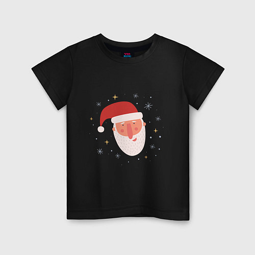 Детская футболка Голова Деда Мороза / Черный – фото 1