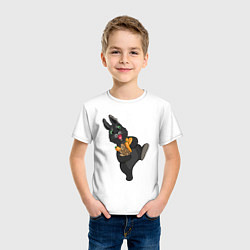 Футболка хлопковая детская Черный кролик с морковкой, цвет: белый — фото 2