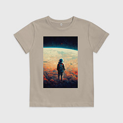 Футболка хлопковая детская I want to be an astronaut, цвет: миндальный