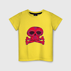 Футболка хлопковая детская Колдунский череп и кости, цвет: желтый