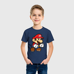 Футболка хлопковая детская Классический Марио, цвет: тёмно-синий — фото 2