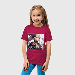 Футболка хлопковая детская Genshin Impact art, цвет: маджента — фото 2