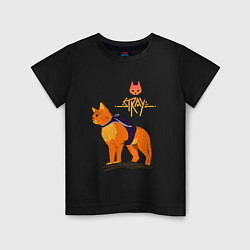 Футболка хлопковая детская Stray - cat logo, цвет: черный