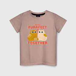 Футболка хлопковая детская We are purrrfect together, цвет: пыльно-розовый