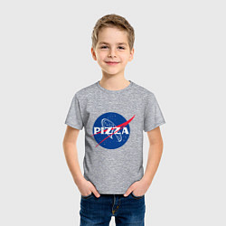 Футболка хлопковая детская Nasa - pizza, цвет: меланж — фото 2