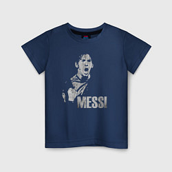 Футболка хлопковая детская Leo Messi scream, цвет: тёмно-синий