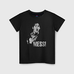 Футболка хлопковая детская Leo Messi scream, цвет: черный