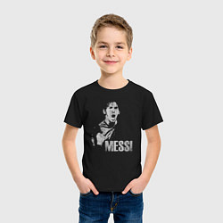 Футболка хлопковая детская Leo Messi scream, цвет: черный — фото 2