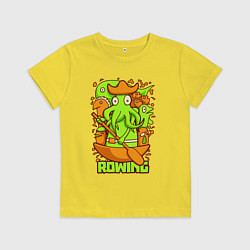 Футболка хлопковая детская Осьминог-пират с веслом, цвет: желтый