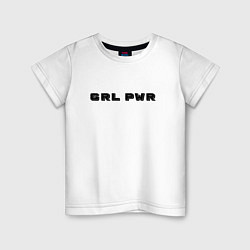 Футболка хлопковая детская GRL PWR арт, цвет: белый