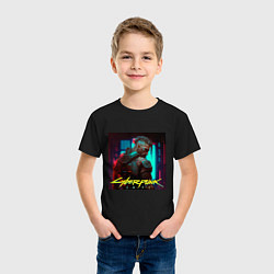 Футболка хлопковая детская Brutal Cyberpunk man, цвет: черный — фото 2