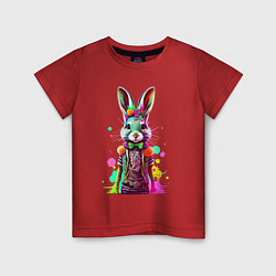Футболка хлопковая детская Яркий кролик, цвет: красный