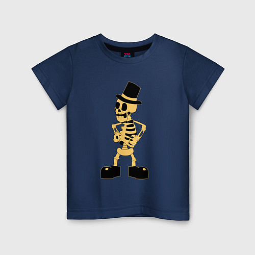 Детская футболка Bendy - скелет / Тёмно-синий – фото 1