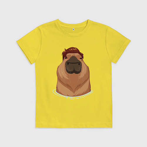 Детская футболка Капибара гигачад с шевелюрой / Желтый – фото 1